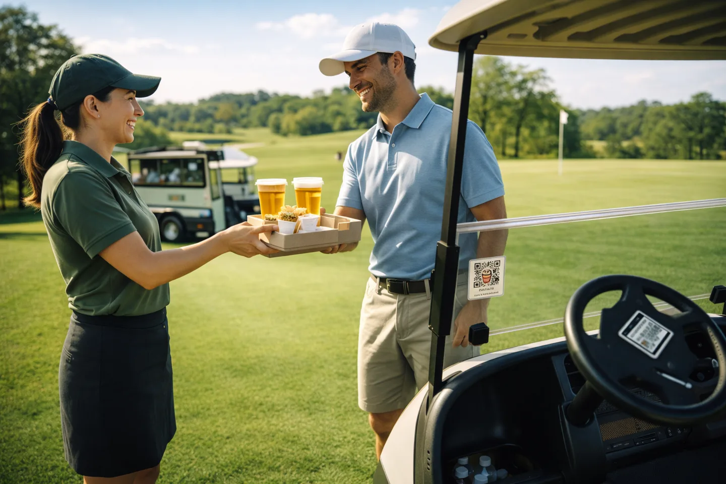 ParParty runner delivery handoff on the course
